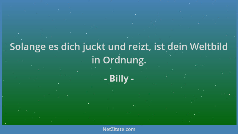 Billy - Solange es dich juckt und reizt, ist dein Weltbild in Ordnung....