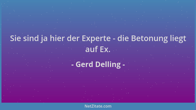 Gerd Delling - Sie sind ja hier der Experte - die Betonung liegt auf Ex....