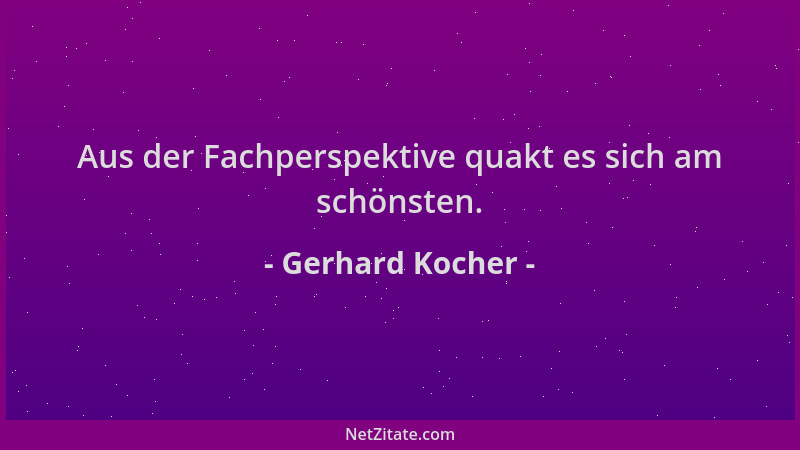 Gerhard Kocher - Aus der Fachperspektive quakt es sich am schönsten....