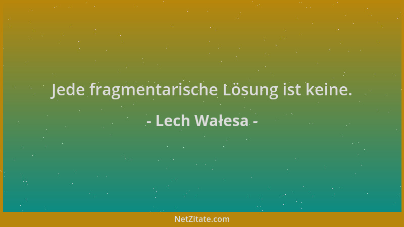 Lech Wałesa - Jede fragmentarische Lösung ist keine....