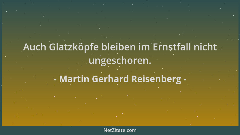 Martin Gerhard Reisenberg - Auch Glatzköpfe bleiben im Ernstfall nicht ungeschoren....
