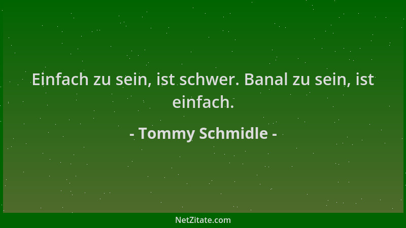 Tommy Schmidle - Einfach zu sein, ist schwer. Banal zu sein, ist einfach....
