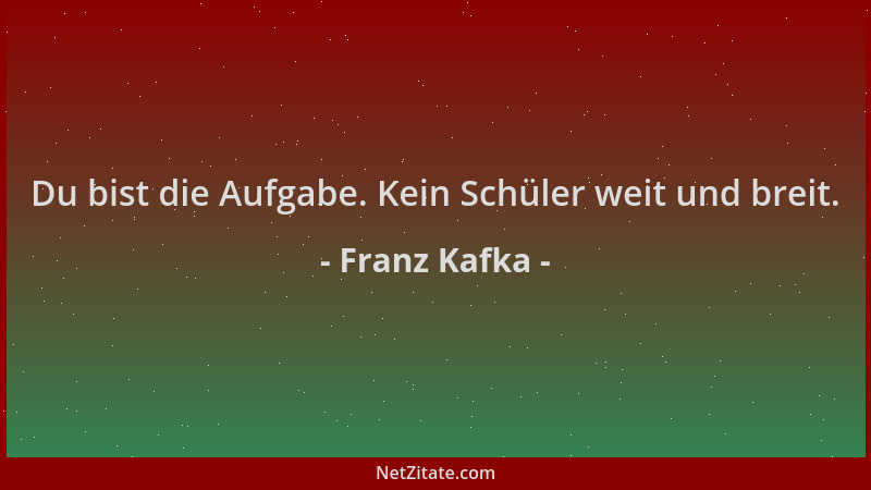 Franz Kafka - Du bist die Aufgabe. Kein Schüler weit und breit....