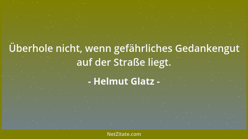 Helmut Glatz - Überhole nicht, wenn gefährliches Gedankengut auf der Straße liegt....