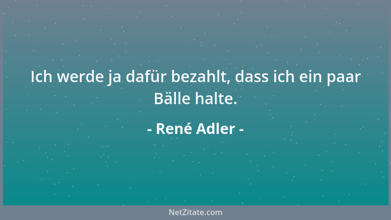 René Adler - Ich werde ja dafür bezahlt, dass ich ein paar Bälle halte....