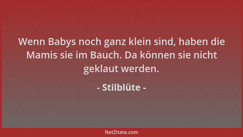 Stilblüte - Wenn Babys noch ganz klein sind, haben die Mamis sie im Bauch. Da können sie nicht geklaut werden....