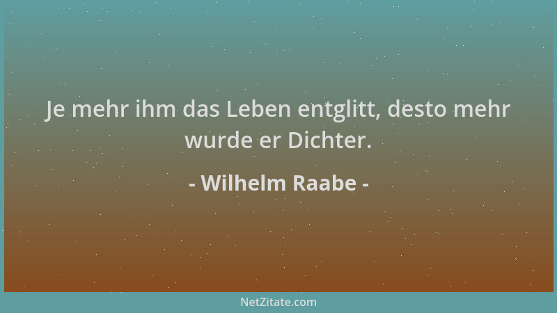 Wilhelm Raabe - Je mehr ihm das Leben entglitt, desto mehr wurde er Dichter....