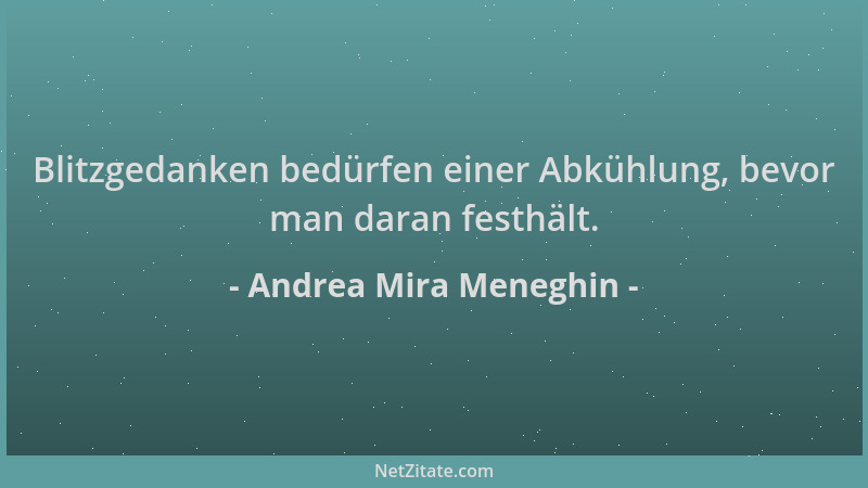 Andrea Mira Meneghin - Blitzgedanken bedürfen einer Abkühlung, bevor man daran festhält....