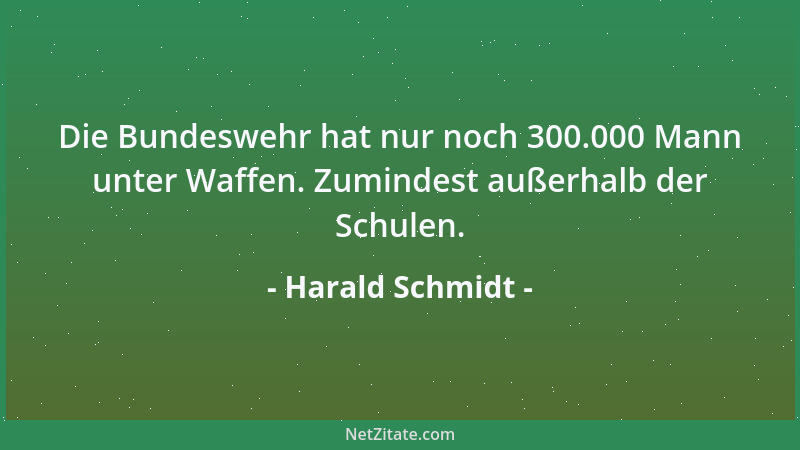 Harald Schmidt - Die Bundeswehr hat nur noch 300.000 Mann unter Waffen. Zumindest außerhalb der Schulen....