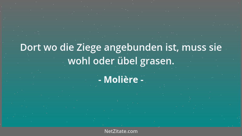 Molière - Dort wo die Ziege angebunden ist, muss sie wohl oder übel grasen....