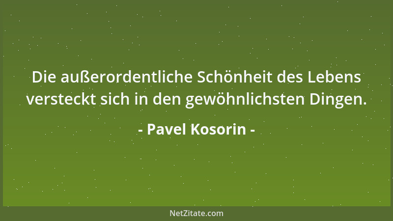 Pavel Kosorin - Die außerordentliche Schönheit des Lebens versteckt sich in den gewöhnlichsten Dingen....