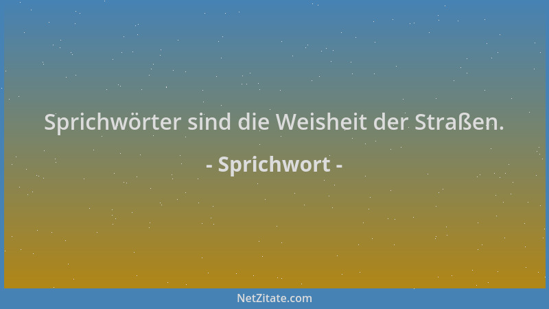 Sprichwort - Sprichwörter sind die Weisheit der Straßen....