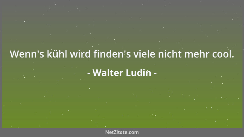 Walter Ludin - Wenn 's kühl wird finden 's viele nicht mehr cool....