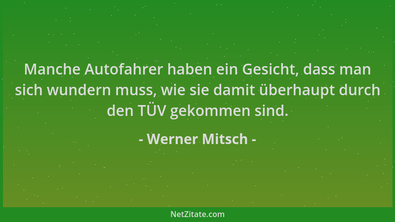 Werner Mitsch - Manche Autofahrer haben ein Gesicht, dass man sich wundern muss, wie sie damit überhaupt durch den TÜV geko...