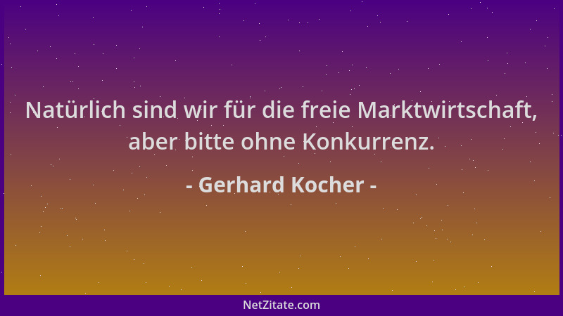 Gerhard Kocher - Natürlich sind wir für die freie Marktwirtschaft, aber bitte ohne Konkurrenz....