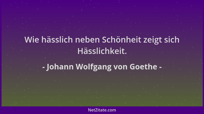 Johann Wolfgang von Goethe - Wie hässlich neben Schönheit zeigt sich Hässlichkeit....
