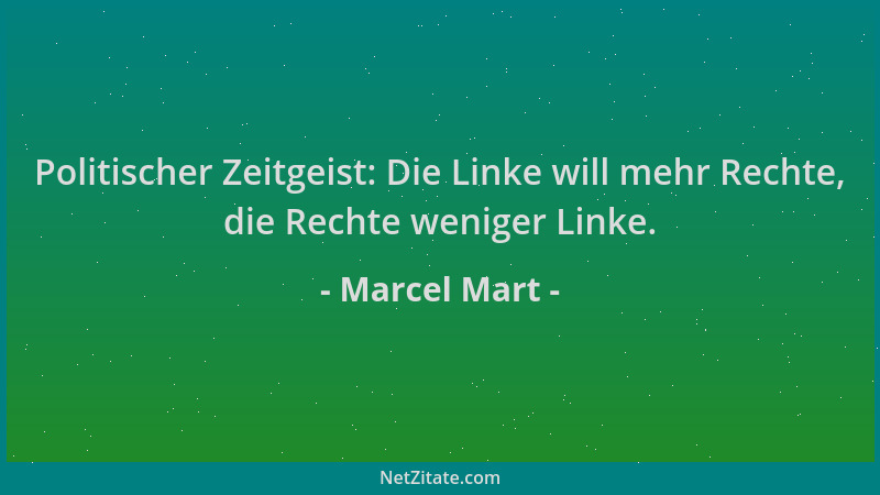 Marcel Mart - Politischer Zeitgeist: Die Linke will mehr Rechte, die Rechte weniger Linke....