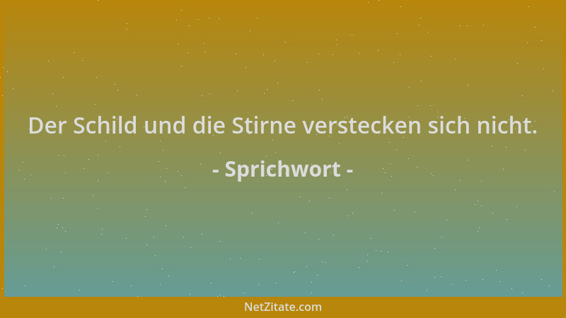 Sprichwort - Der Schild und die Stirne verstecken sich nicht....