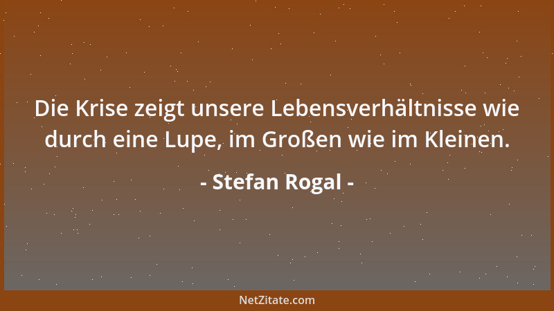 Stefan Rogal - Die Krise zeigt unsere Lebensverhältnisse wie durch eine Lupe, im Großen wie im Kleinen....