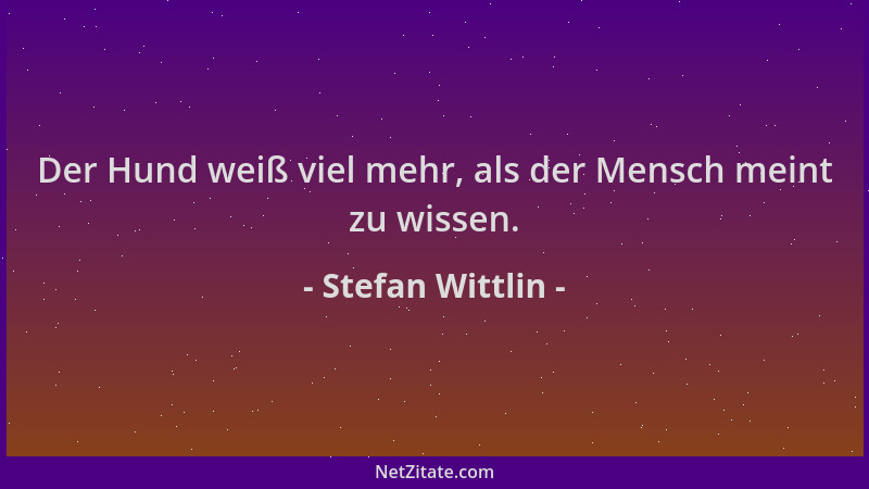 Stefan Wittlin - Der Hund weiß viel mehr, als der Mensch meint zu wissen....