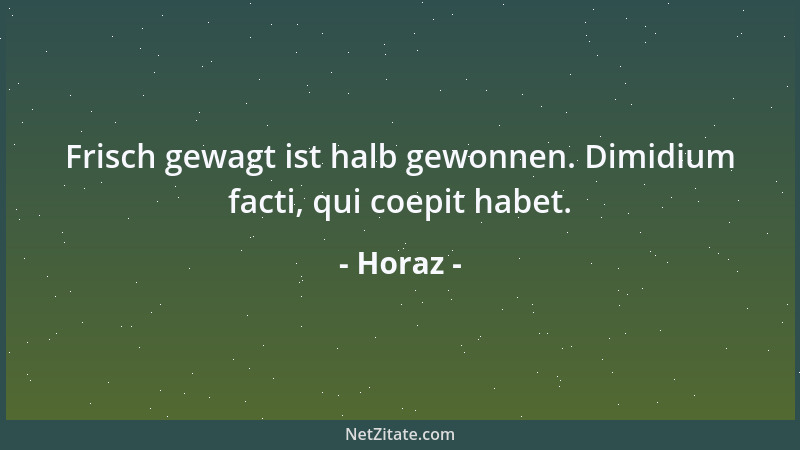 Horaz - Frisch gewagt ist halb gewonnen. Dimidium facti, qui coepit habet....