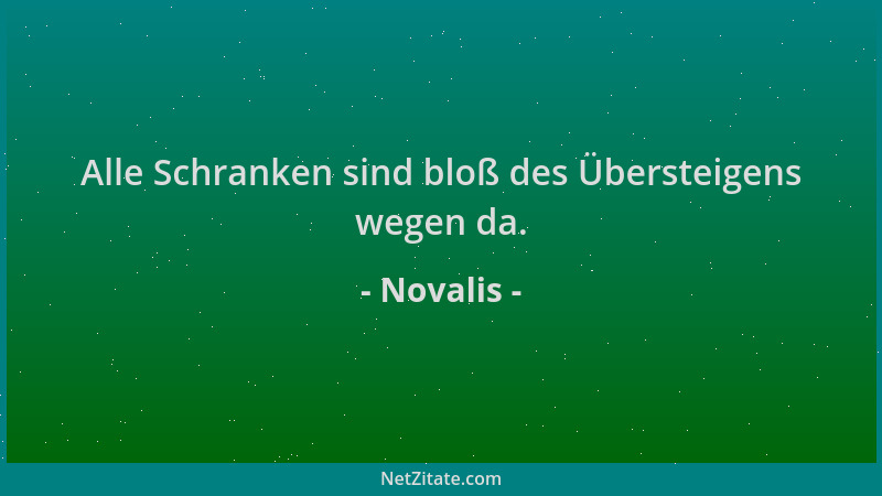 Novalis - Alle Schranken sind bloß des Übersteigens wegen da....