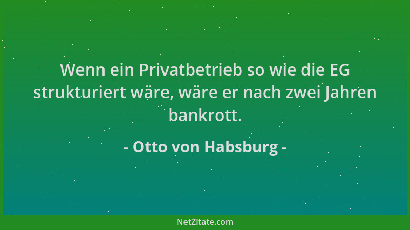 Otto von Habsburg - Wenn ein Privatbetrieb so wie die EG strukturiert wäre, wäre er nach zwei Jahren bankrott....