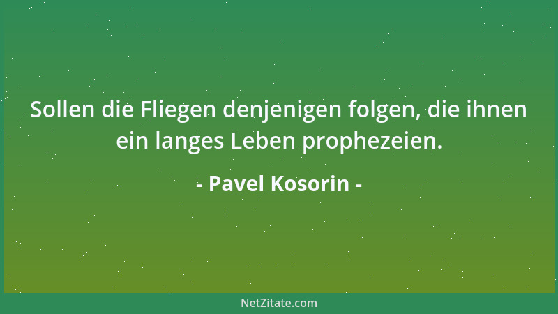 Pavel Kosorin - Sollen die Fliegen denjenigen folgen, die ihnen ein langes Leben prophezeien....