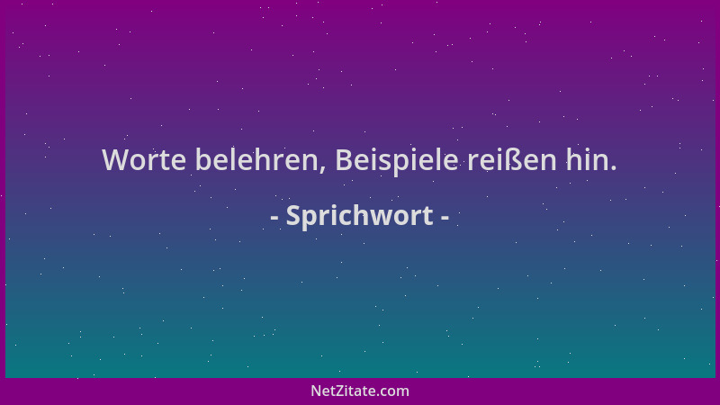 Sprichwort - Worte belehren, Beispiele reißen hin....