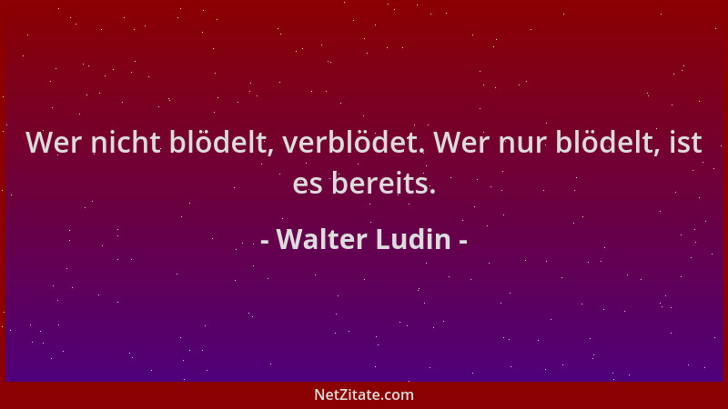 Walter Ludin - Wer nicht blödelt, verblödet. Wer nur blödelt, ist es bereits....