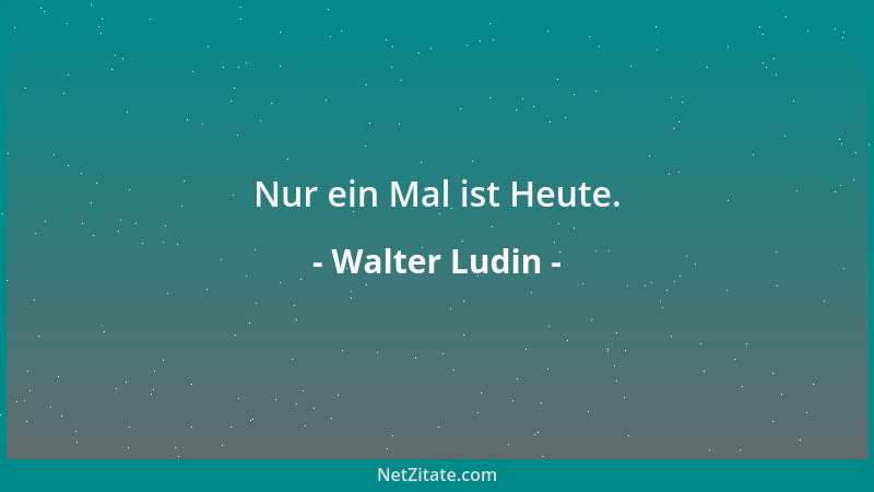 Walter Ludin - Nur ein Mal ist Heute....