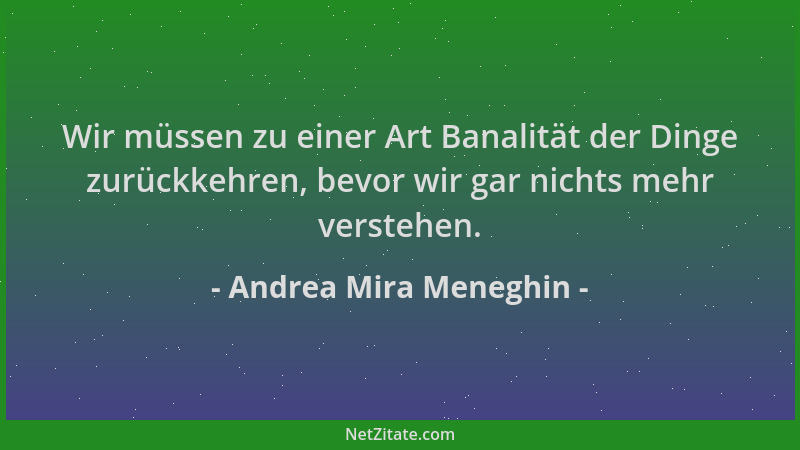 Andrea Mira Meneghin - Wir müssen zu einer Art Banalität der Dinge zurückkehren, bevor wir gar nichts mehr verstehen....