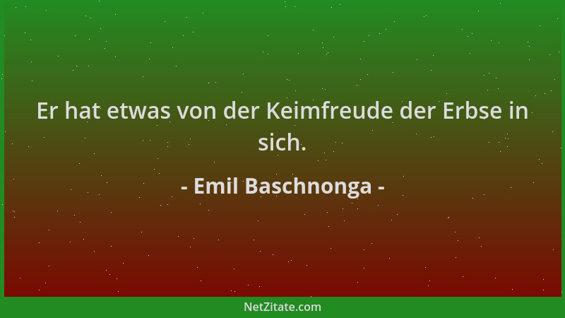 Emil Baschnonga - Er hat etwas von der Keimfreude der Erbse in sich....