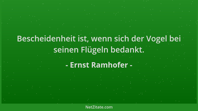 Ernst Ramhofer - Bescheidenheit ist, wenn sich der Vogel bei seinen Flügeln bedankt....