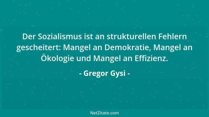 Gregor Gysi - Der Sozialismus ist an strukturellen Fehlern gescheitert: Mangel an Demokratie, Mangel an Ökologie und Mangel...