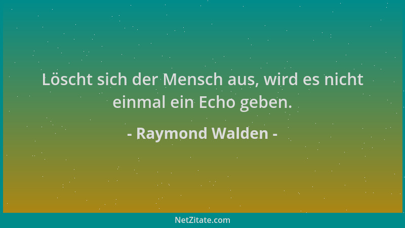 Raymond Walden - Löscht sich der Mensch aus, wird es nicht einmal ein Echo geben....