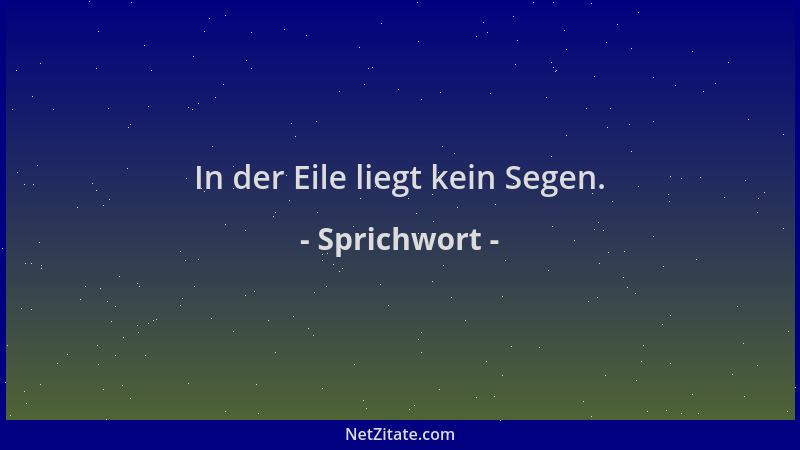 Sprichwort - In der Eile liegt kein Segen....