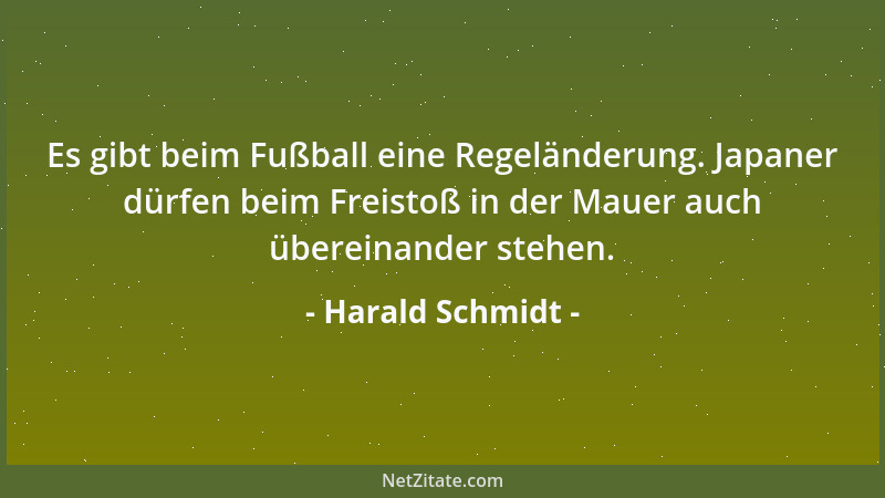 Harald Schmidt - Es gibt beim Fußball eine Regeländerung. Japaner dürfen beim Freistoß in der Mauer auch übereinander stehe...
