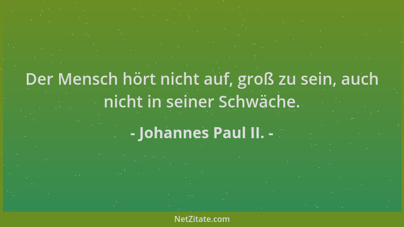 Johannes Paul II. - Der Mensch hört nicht auf, groß zu sein, auch nicht in seiner Schwäche....