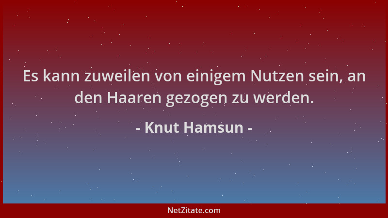 Knut Hamsun - Es kann zuweilen von einigem Nutzen sein, an den Haaren gezogen zu werden....