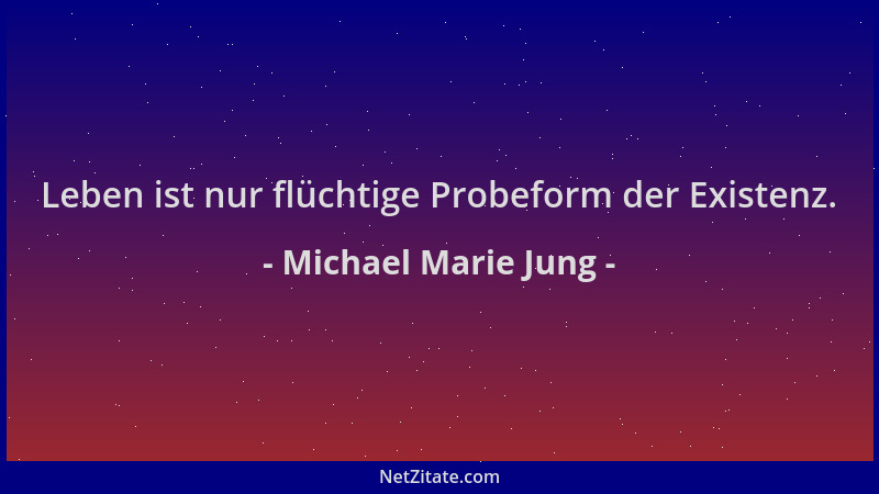 Michael Marie Jung - Leben ist nur flüchtige Probeform der Existenz....