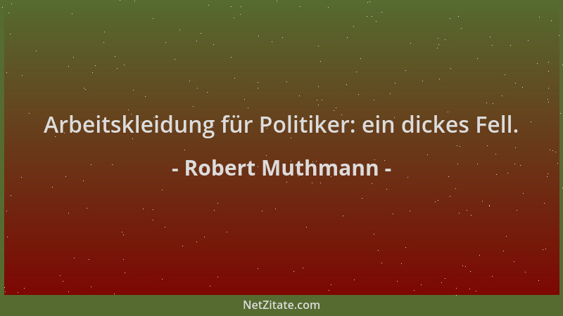 Robert Muthmann - Arbeitskleidung für Politiker: ein dickes Fell....