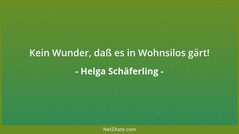 Helga Schäferling - Kein Wunder, daß es in Wohnsilos gärt!...