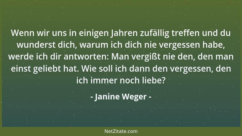 Janine Weger - Wenn wir uns in einigen Jahren zufällig treffen und du wunderst dich, warum ich dich nie vergessen habe, wer...