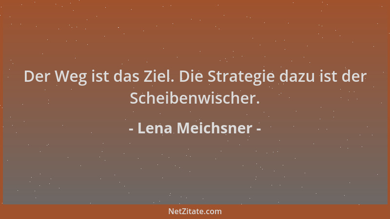 Lena Meichsner - Der Weg ist das Ziel. Die Strategie dazu ist der Scheibenwischer....