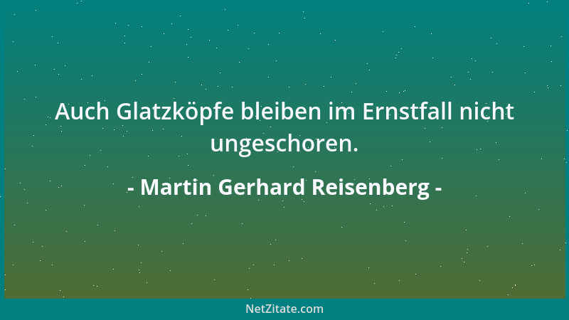 Martin Gerhard Reisenberg - Auch Glatzköpfe bleiben im Ernstfall nicht ungeschoren....