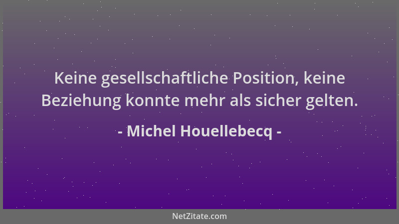 Michel Houellebecq - Keine gesellschaftliche Position, keine Beziehung konnte mehr als sicher gelten....