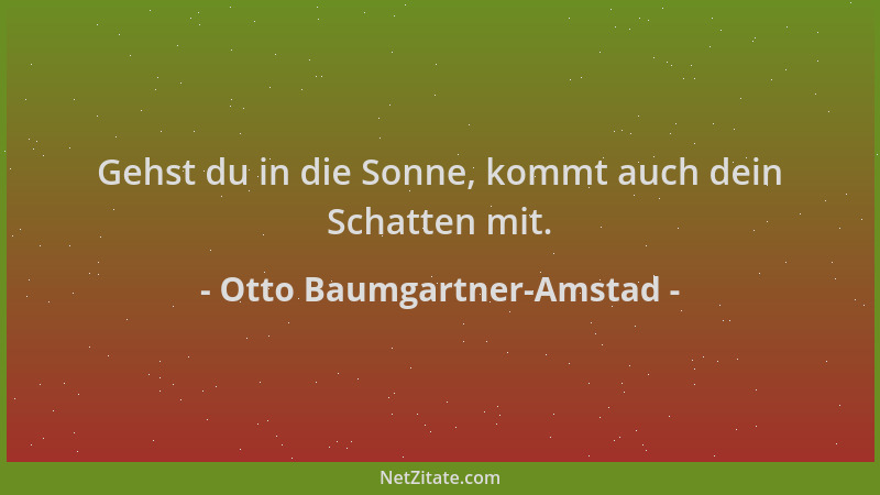 Otto Baumgartner-Amstad - Gehst du in die Sonne, kommt auch dein Schatten mit....