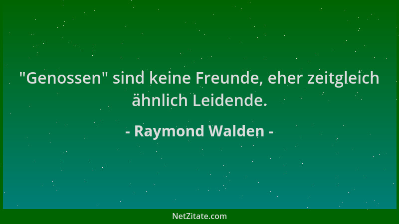 Raymond Walden -  "Genossen " sind keine Freunde, eher zeitgleich ähnlich Leidende....