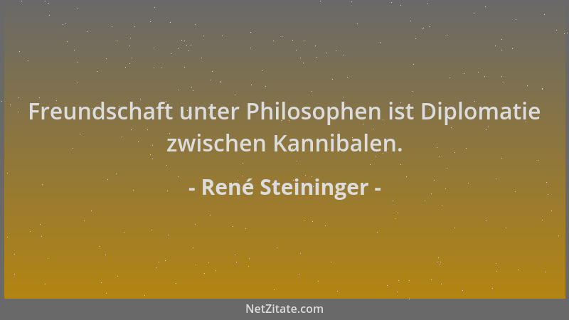 René Steininger - Freundschaft unter Philosophen ist Diplomatie zwischen Kannibalen....